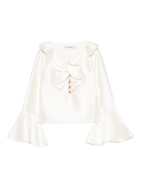  Self-portrait Taffeta Ruffled Blouse - Neutrals 