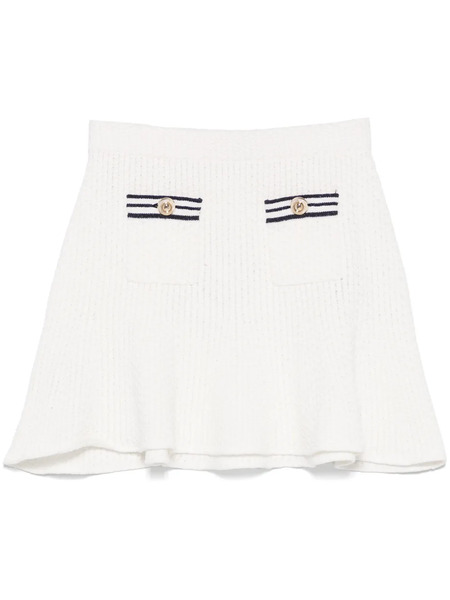  Self-portrait Textured Knitted Mini Skirt - White 