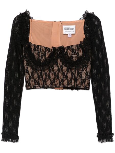  Self-portrait X Christopher Kane Lace Ruffle Top - Black 
