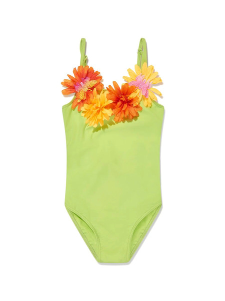  Seliniaction Kids Floral-appliqué Swimsuit - Green 