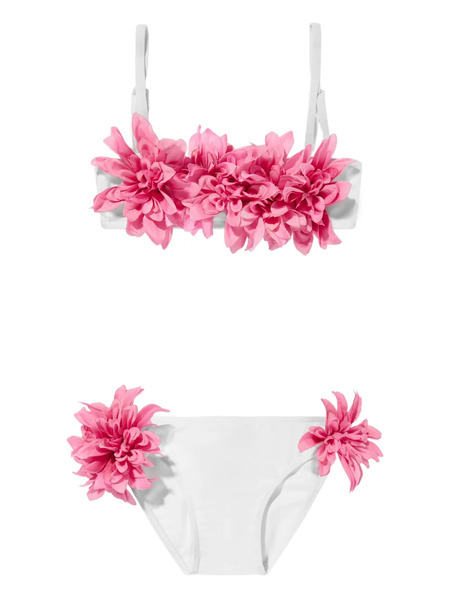  Seliniaction Kids Floral-embellished Bikini - White 