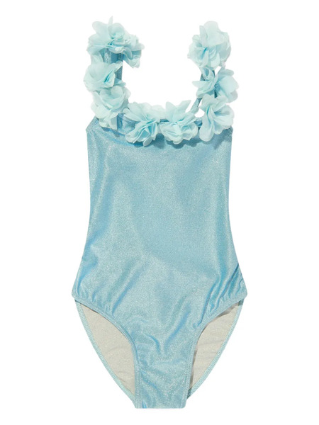  Seliniaction Kids Floral-embellished Swimsuit - Blue 