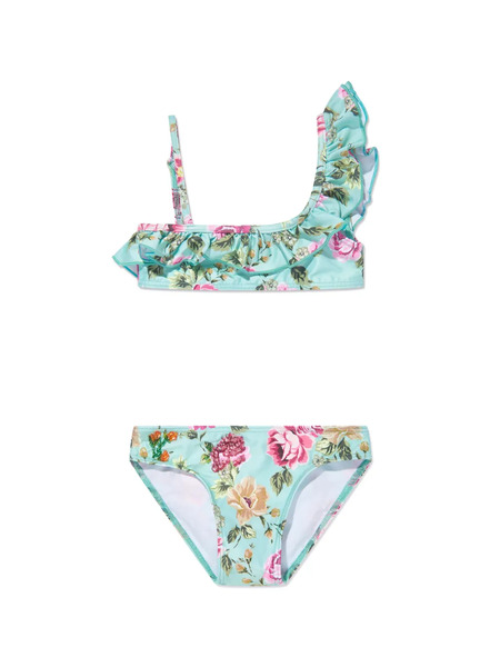  Seliniaction Kids Floral-print Bikini Set - Blue 