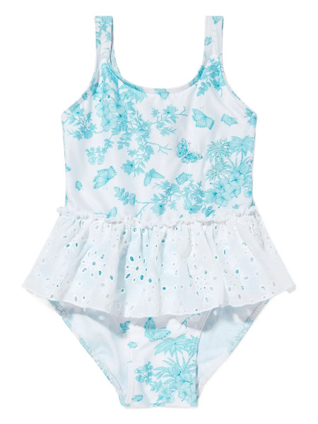  Seliniaction Kids Floral-print Swimsuit - Blue 