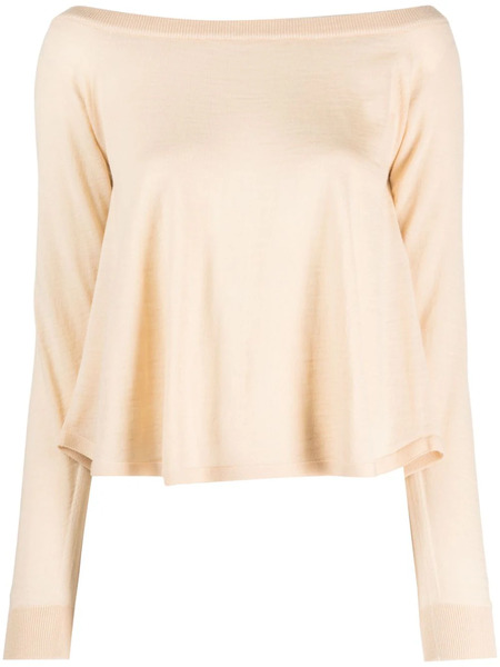 Semicouture Bardot-neckline Virgin Wool Jumper - Neutrals 