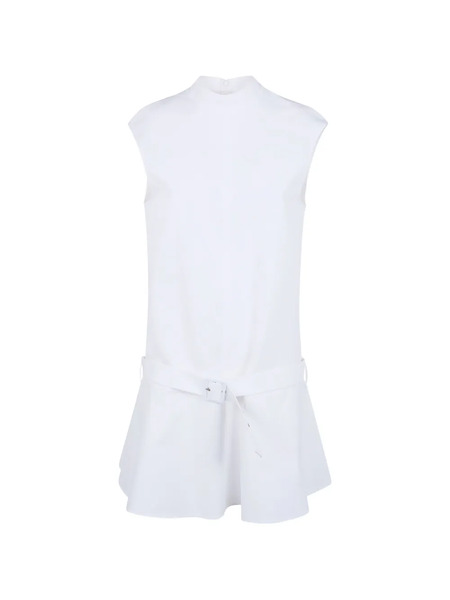  Semicouture Belted Sleeveless Dress - White 