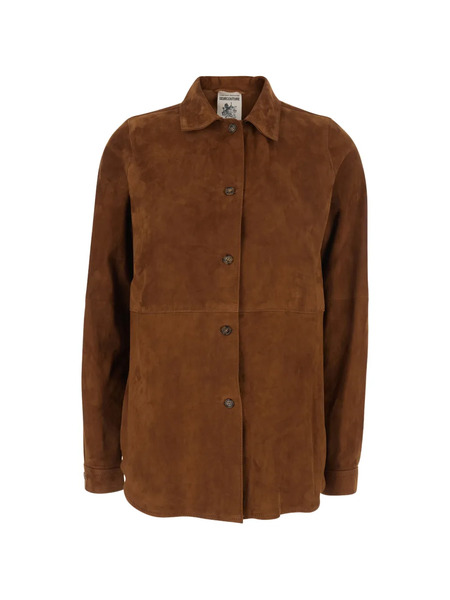  Semicouture Buttoned Suede Top - Brown 