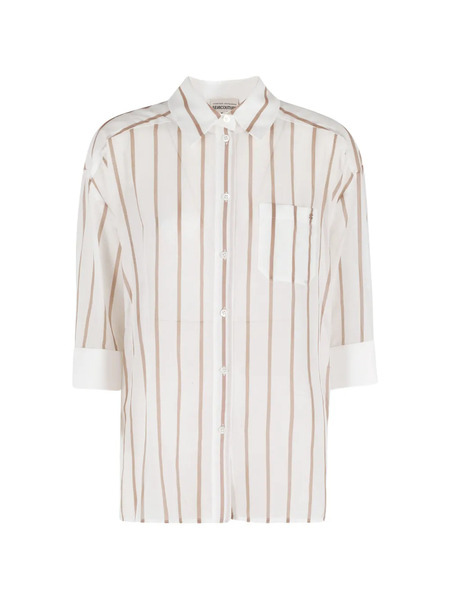  Semicouture Gracia Striped Pocket Shirt - White 