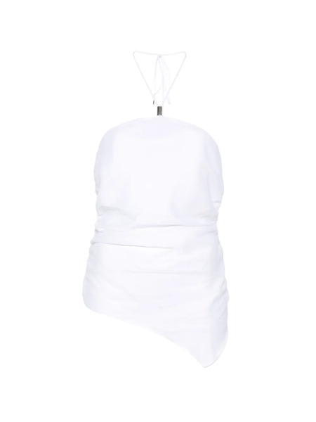  Semicouture Halter Gathered Top - White 