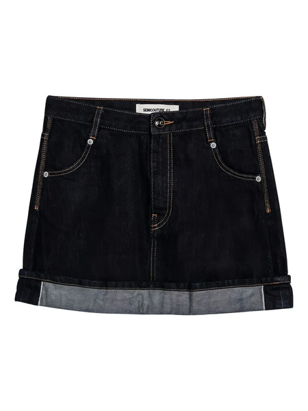  Semicouture Rolled-hem Cotton Mini Skirt - Blue 