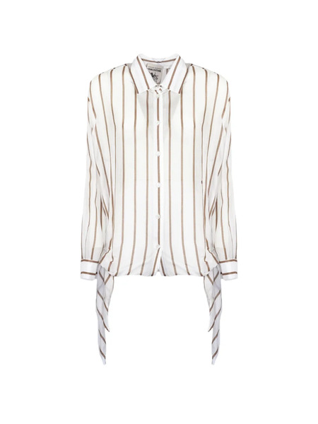  Semicouture Striped Asymmetrical Shirt - White 