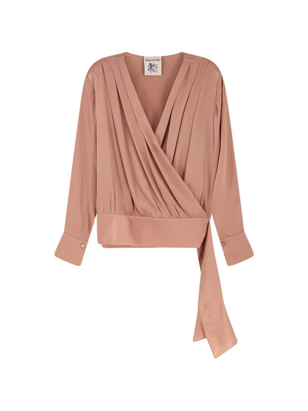  Semicouture V-neck Long-sleeve Blouse - Pink 