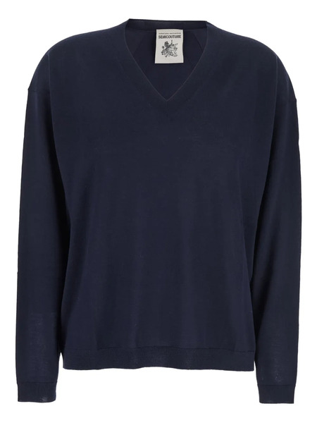  Semicouture V-neck Sweater - Blue 