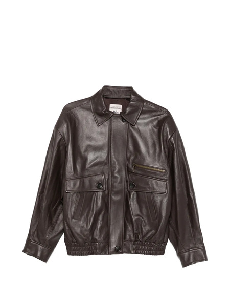  Semicouture Zip-up Leather Jacket - Brown 