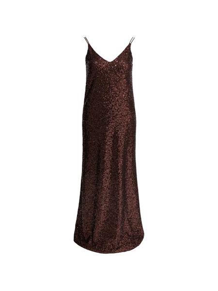  Semper Sequin V-neck Dress - Brown 
