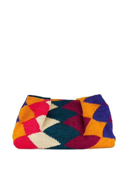  Sensi Studio Sisal Diamond-patterned Clutch Bag - Yellow 