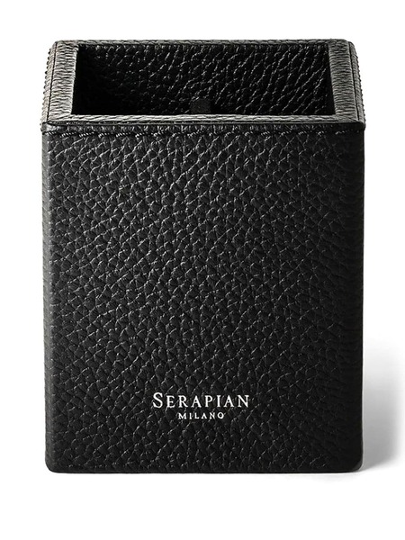  Serapian Cachemire Leather Pen Pot - Black 