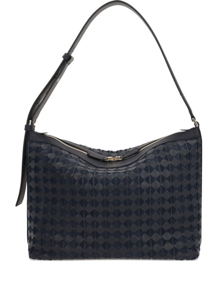  Serapian Triangle-pattern Leather Shoulder Bag - Blue 