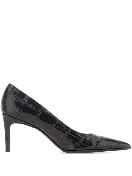  Sergio Levantesi 80mm Grace Crocodile-effect Pumps - Black 