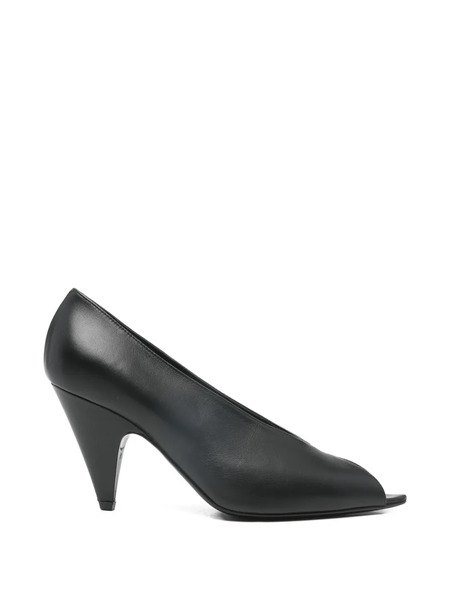  Sergio Rossi Beak Peep-toe Heel Pumps - Black 