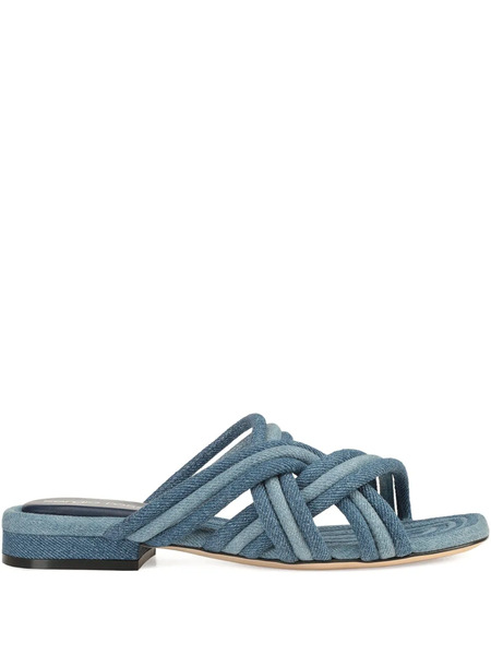  Sergio Rossi Braided Denim Sandals - Blue 