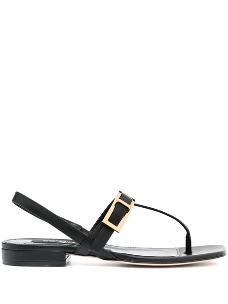  Sergio Rossi Buckle-details Flat Sandals - Black 