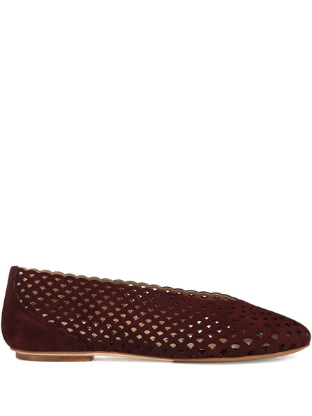  Sergio Rossi Leather Ballet Flats - Red 