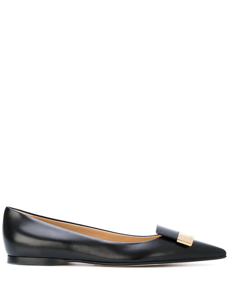  Sergio Rossi Logo Plaque Ballerinas - Black 