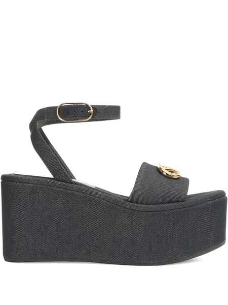  Sergio Rossi Logo-plaque Platform Sandals - Blue 
