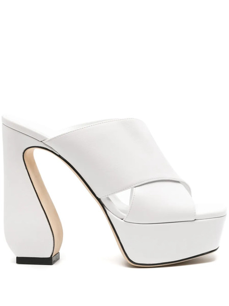  Sergio Rossi 135mm Crossover-strap Leather Sandals - White 