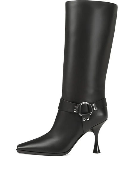  Sergio Rossi 75mm Leather Heeled Boots - Black 
