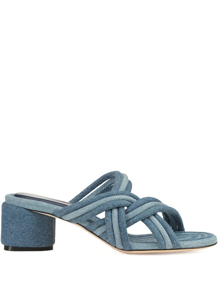  Sergio Rossi 50mm Watamu Knotted Denim Sandals - Blue 