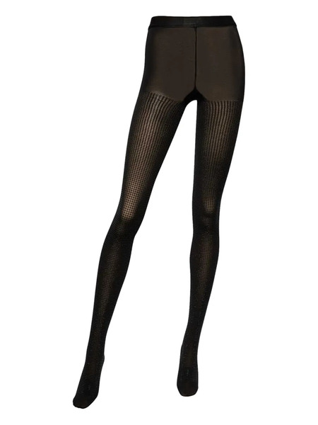  Sergio Rossi Rhinestone-embellished Stretch Tights - Black 