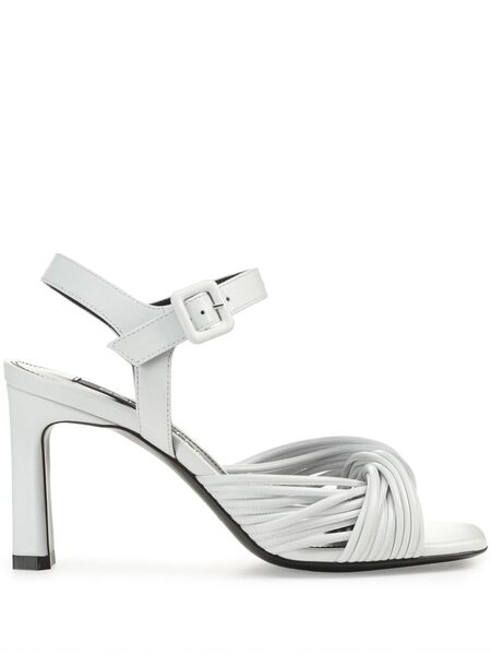  Sergio Rossi Sr Akida 80mm Leather Sandals - White 