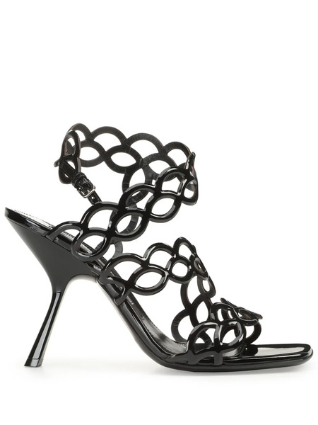  Sergio Rossi Sr Mermaid 100mm Leather Sandals - Black 