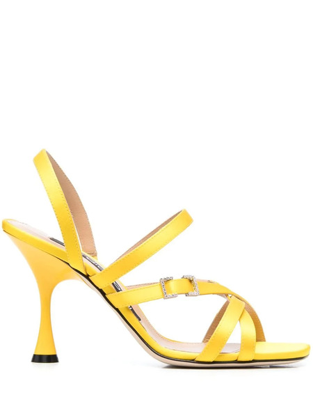  Sergio Rossi Strappy 95mm Leather Sandals - Yellow 