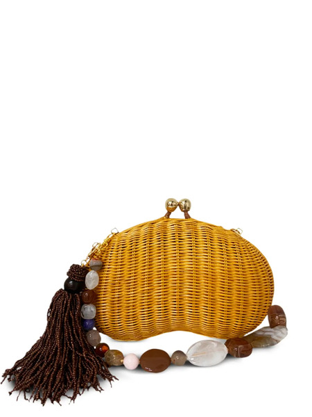  Serpui Claire Wicker Clutch Bag - Yellow 