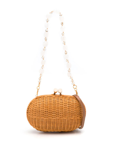  Serpui Olivine Woven-wicker Clutch Bag - Yellow 