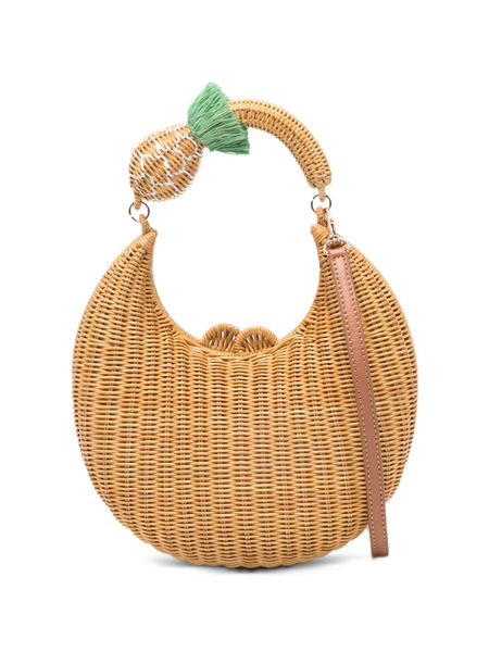  Serpui Pineapple-embellished Woven Clutch Bag - Neutrals 