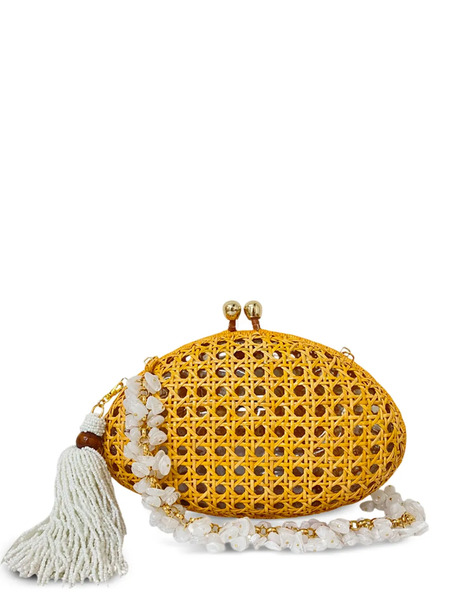  Serpui Tassel Elise Wicker Clutch Bag - Yellow 