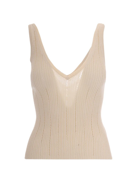  Sessùn V-neck Ribbed Top - Neutrals 