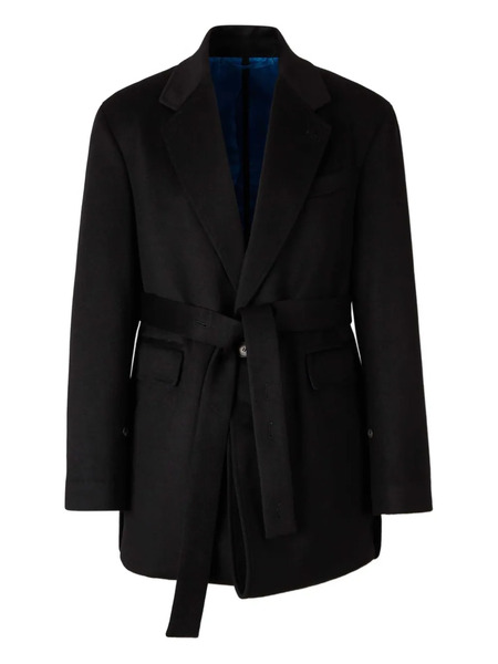  Setchu Flap-pocket Tie-waist Coat - Black 