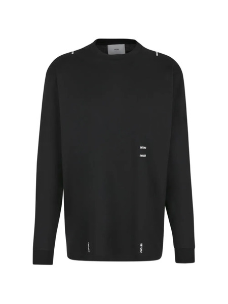  Setchu Round-neck Long-sleeve Top - Black 