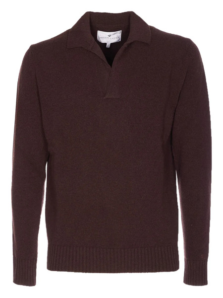  Seven Gauge Long-sleeves V-neck Sweater - Brown 