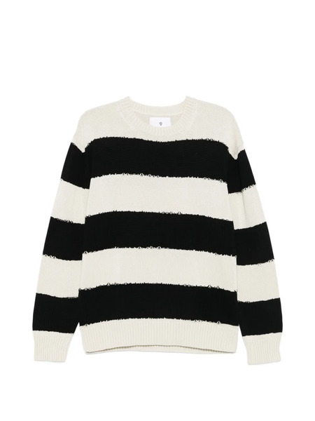  Seven Gauge Striped Long-sleeve Sweater - Grey 