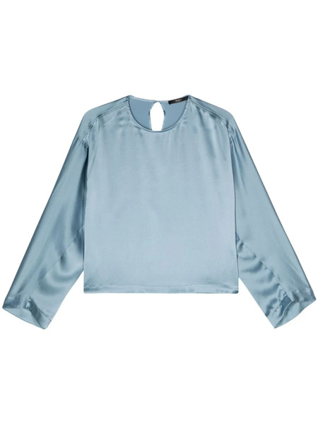  Seventy Drop-shoulder Satin-finish Blouse - Blue 
