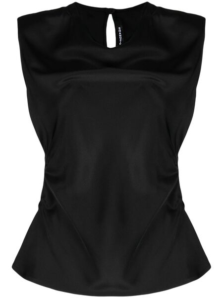  Shang Xia Ruched Silk-satin Top - Black 