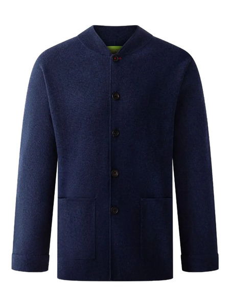  Shanghai Tang Buttoned Wool-cashmere Blend Cardigan - Blue 