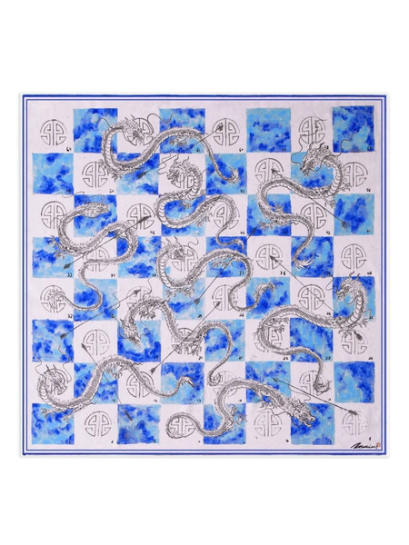  Shanghai Tang Dragon Arrow Silk Scarf - Blue 