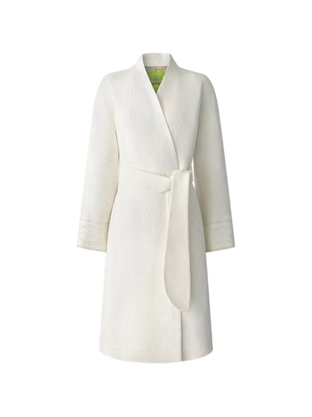  Shanghai Tang Embroidered Belted Coat - Neutrals 
